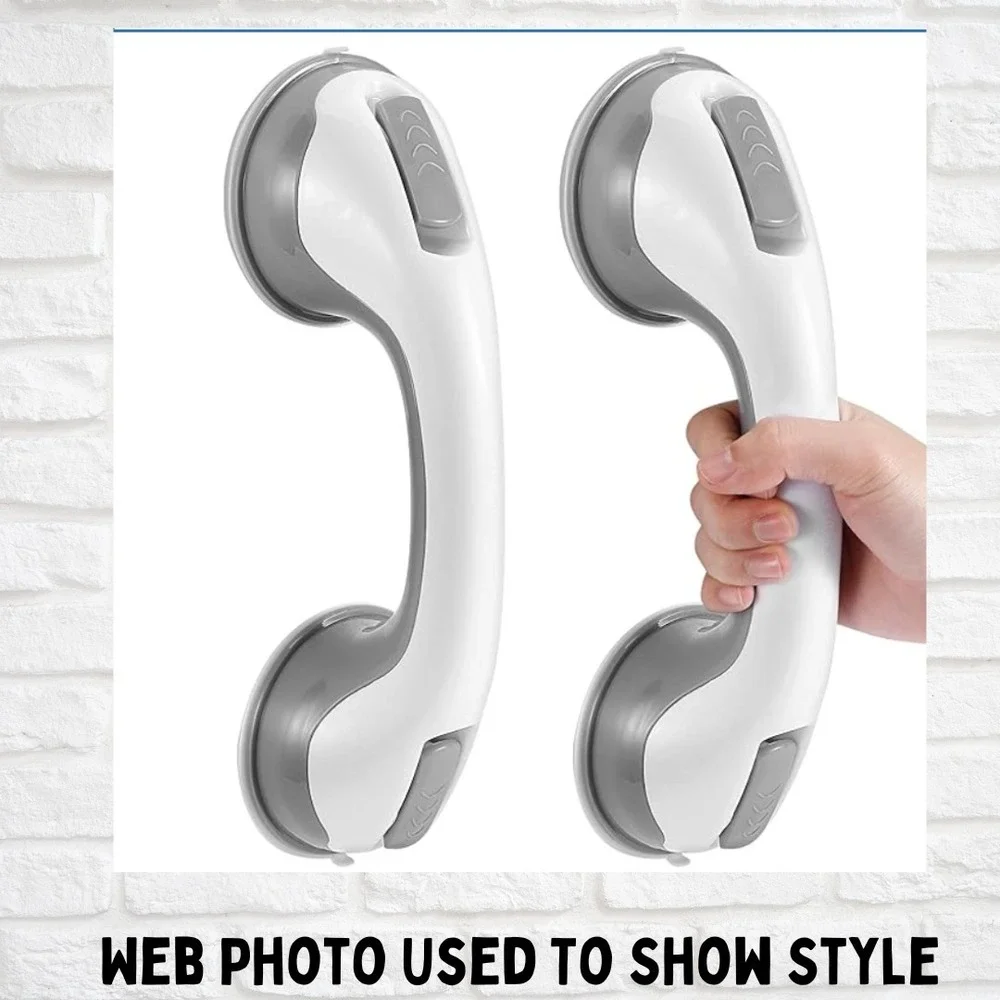 2 Pack 12in Suction Shower Grab Bars Safety Handles for Seniors Handicap White